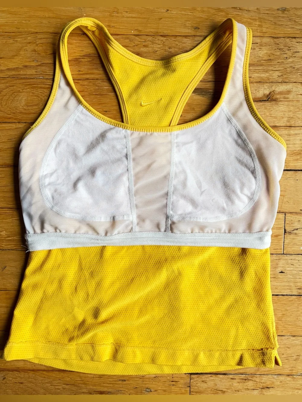 Nike Dri-FIT Racerback Tank Top with Built-In Bra - Golden Yellow Size Medium